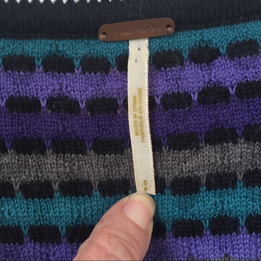 Free People Striped Flame Stitch Jewel Tone Sweater Dress - Picture 6 of 8